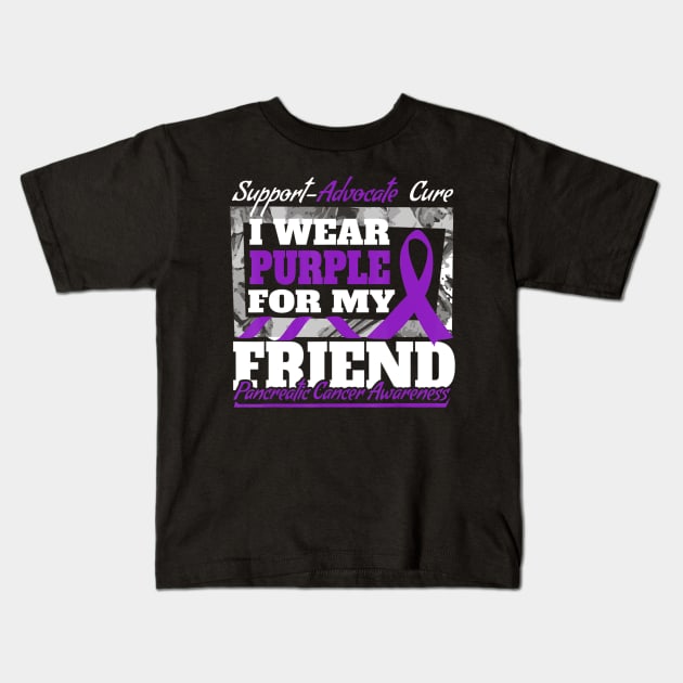 I Wear Purple For My Friend Pancreatic Cancer Aware Kids T-Shirt by LiFilimon